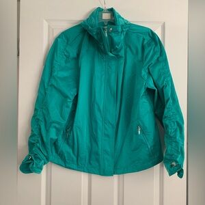 Chico's Collection Women’s Teal Green Windbreaker Jacket Pockets Size 3 NWT